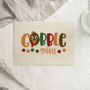 Cute Turquía Gobble Gobble tarjeta de Acción de Gr
