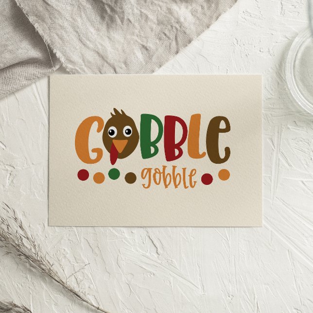 Cute Turquía Gobble Gobble tarjeta de Acción de Gr (Subido por el creador)