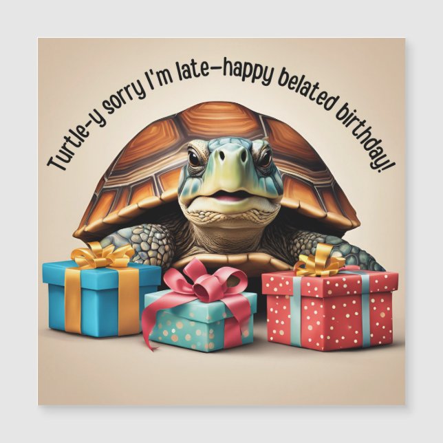 Cute Turtle Pun Funny Tarjeta de Cumpleaños Belada (Anverso)