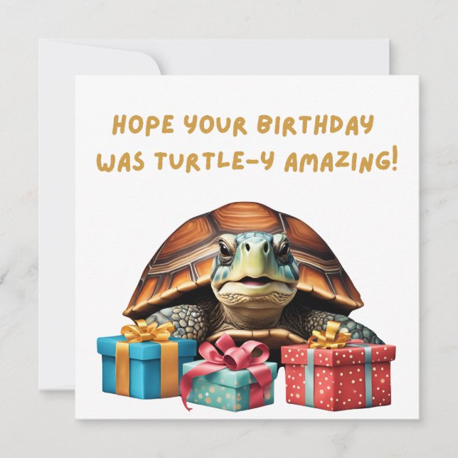 Cute Turtle Pun Funny Tarjeta de Cumpleaños Belada (Anverso)