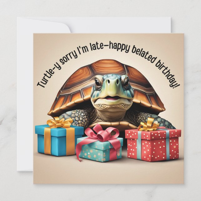 Cute Turtle Pun Funny Tarjeta de Cumpleaños Belada (Anverso)