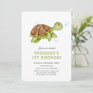 Cute Turtle Under the sea Primera invitación de cu