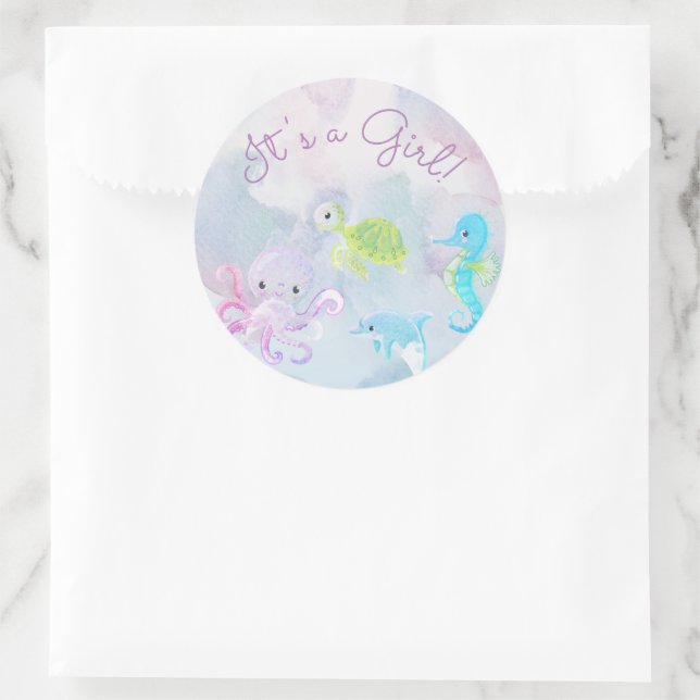 Cute Under the Sea Watercolor Es un Pegatina Chica (Bolso)