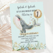 Cute Under the Sea Whale Primera Invitación de cum