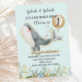 Cute Under the Sea Whale Primera Invitación de cum