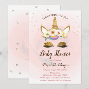 Cute Unicorn, Invitación para Baby Shower de Estre