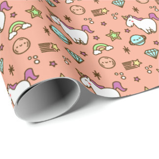 Cute Unicorn & Rainbow Papel de Regalo | Pastel
