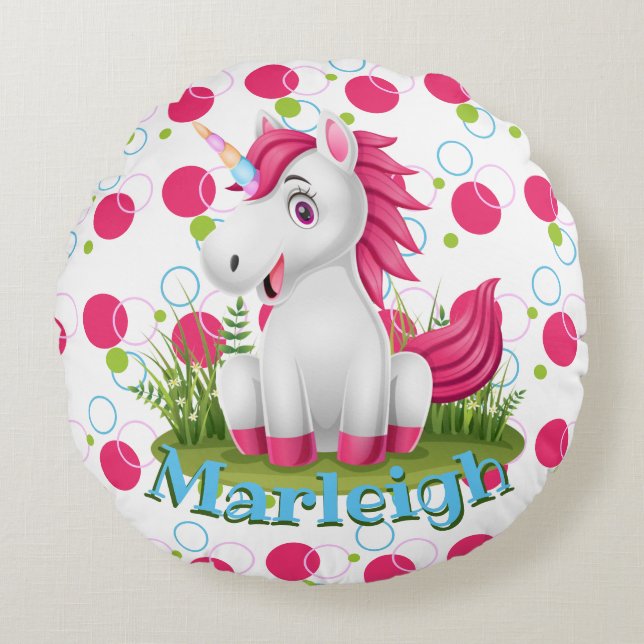Cute unicornio con Cojín decorativo de redondeo de