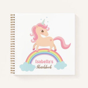 Cute Unicornio En Arcoiris Chica Nombre Cuaderno D
