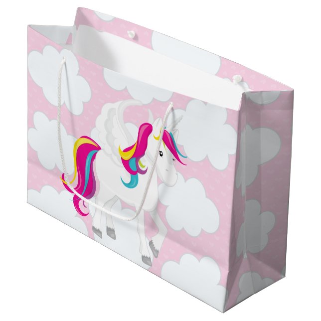 Cute Unicornio en la bolsa de fiesta de nubes (Angulo Anverso)