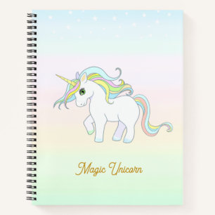 Cute Unicornio Mágico en Cuaderno de Colores Paste