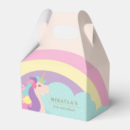 Cute unicornio pastel de arcoiris caja de favor de