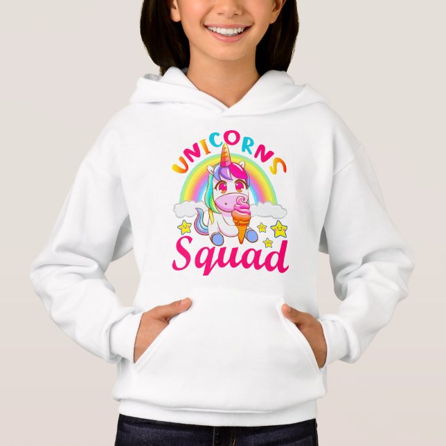 Cute Unicornios Chicas con helados de arcoiris (Anverso)
