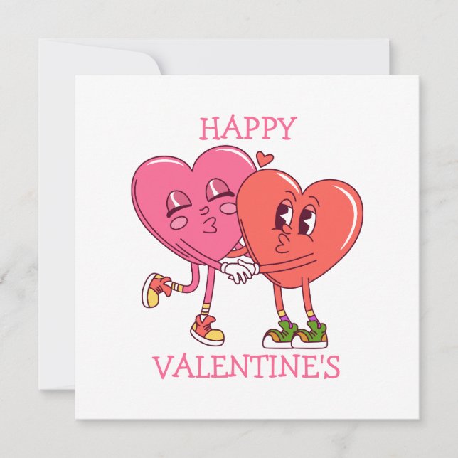 Cute Valentine's Hearts Couple Flat Card (Anverso)