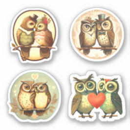 CUTE VINTAGE LOVE OWL PEGATINAS