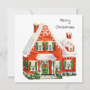 Cute Vintage Retro Merry Navidad Invierno Cottage