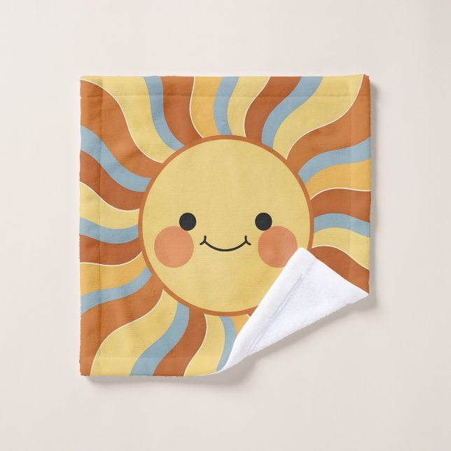 Cute Vintage Sunshine with Groovy Wavy Rays (Toallita)