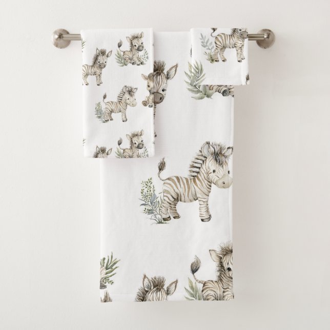 Cute Watercolor Baby Zebra Design | Neutral Safari (In situ)