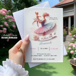 Cute Watercolor Ballerina Mamá, Brunch Invitación