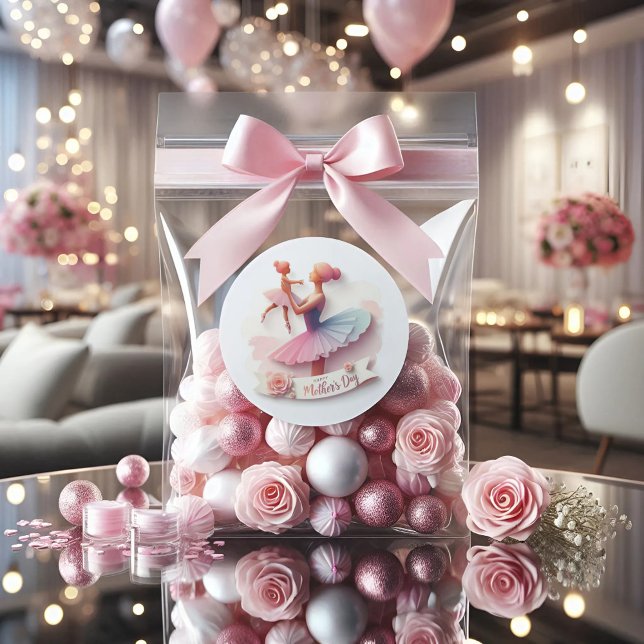 Cute Watercolor Ballerina Mom Round Pegatina (Subido por el creador)