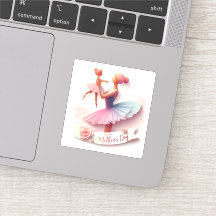 Cute Watercolor Ballerina Mom silhouette Pegatina