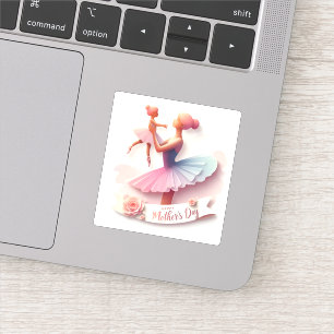 Cute Watercolor Ballerina Mom silhouette Pegatina