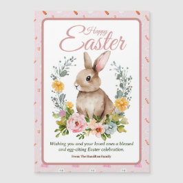 Cute Watercolor Bunny Floral Wreath Easter
