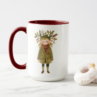 Cute Watercolor Forest Girl Fairy Taza de Café de