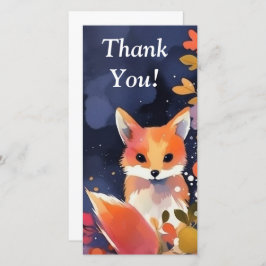 Cute Watercolor Fox Gracias Tarjeta