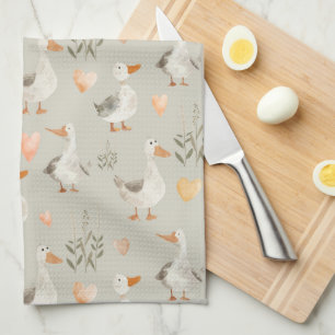 Cute Watercolor Geese - Toalla de cocina