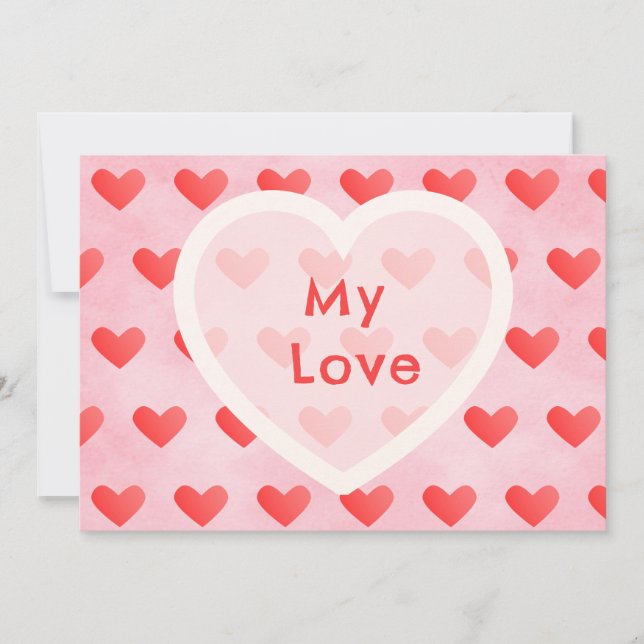 Cute Watercolor Heart Valentine Card (Anverso)