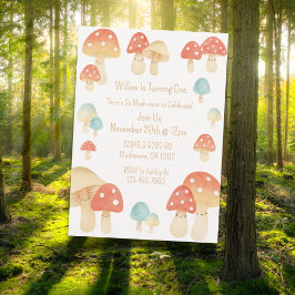 Cute Watercolor Mushroom Niños Invitación al cumpl