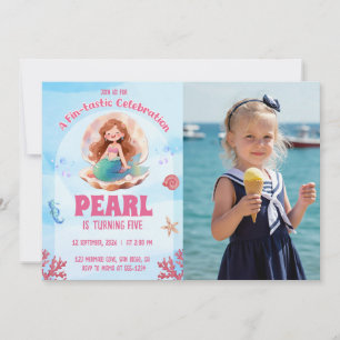 Cute Watercolor Sirena Bajo el Mar Foto de Cumplea