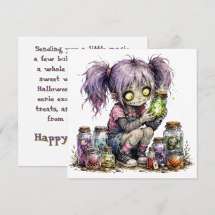 Cute Watercolor Zombie Girl Halloween 