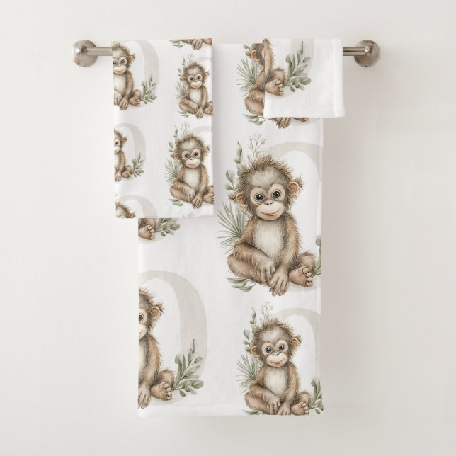 Cute watercolour baby animal alphabet Orangutan (In situ)