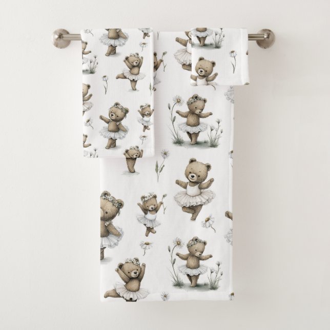 Cute Watercolour Ballerina Bear Design in tutus (In situ)