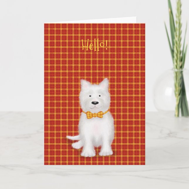 Cute West Highland terrier tarjeta 'hello' (Anverso)