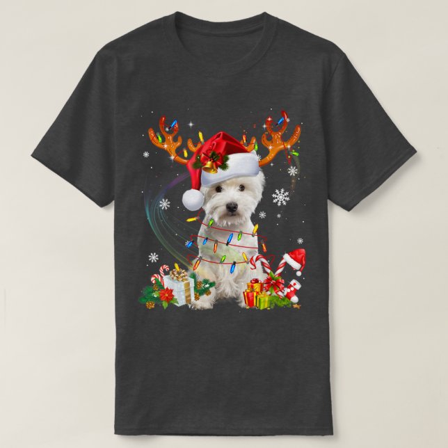 Cute Westin Dog Ilumina Santa Hat Sweater Xmas Tre (Diseño del anverso)