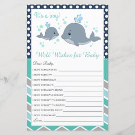 Cute Whale Baby Shower desea una tarjeta de bebé