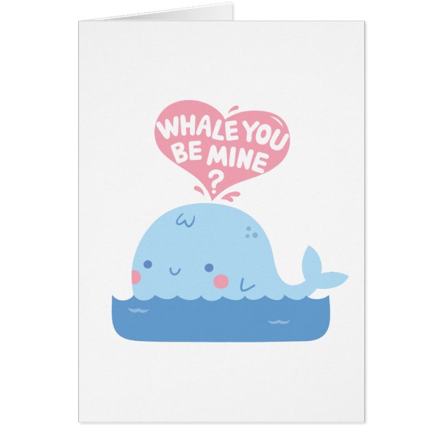 Cute Whale You Be Mine Saludo de San Valentín (Frente)