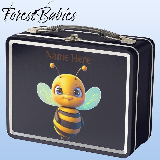 Cute Whimsical BumbleBee Insect Personalizado Gráf (🐝 Bumble Bee, Black ForestBabies Lunch Box)