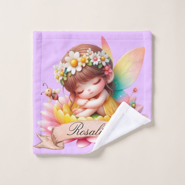 Cute Whimsical Floral Sweets Dreams Sleeping Fairy (Toallita)
