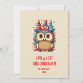 Cute Whimsical Owl Family Navidad Card