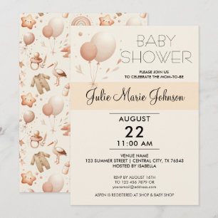 Cute Whimsy Baby Shower - Invitación a globos