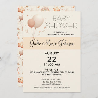 Cute Whimsy Baby Shower - Invitación a globos