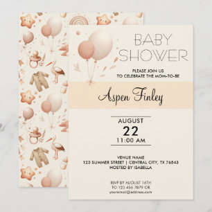 Cute Whimsy Baby Shower - Invitación a globos