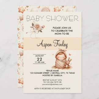 Cute Whimsy Baby Shower - Invitación Rosa
