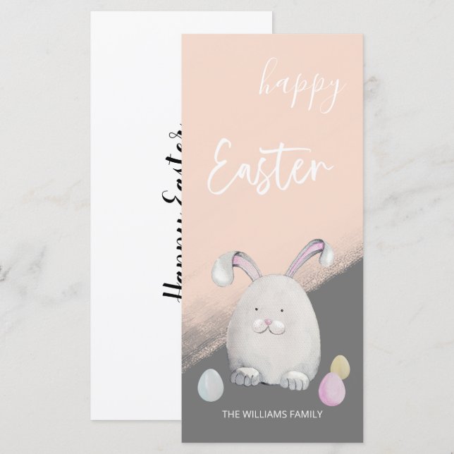 Cute White Happy Bunny Watercolor (Anverso / Reverso)