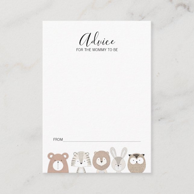 Cute Wild Animals Tarjeta De Consejos De Baby Show (Anverso)