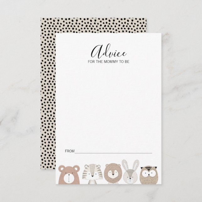 Cute Wild Animals Tarjeta De Consejos De Baby Show (Anverso / Reverso)